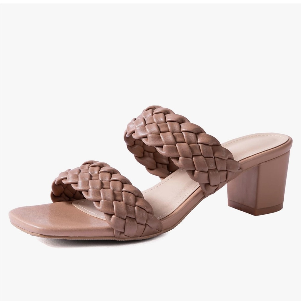 Braided block heel sandals size 8